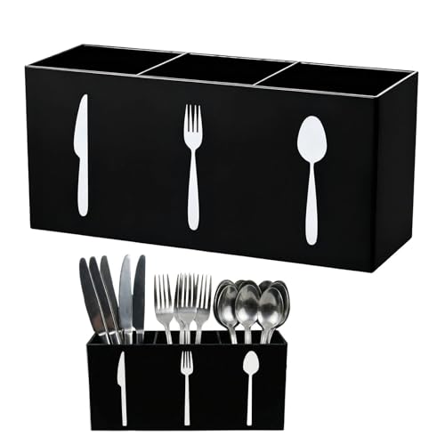 3-Compartment Cutlery Caddy — Black