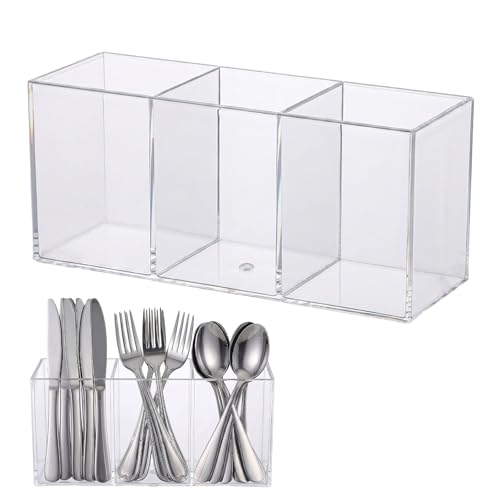 3-Compartment Cutlery Caddy — Clear