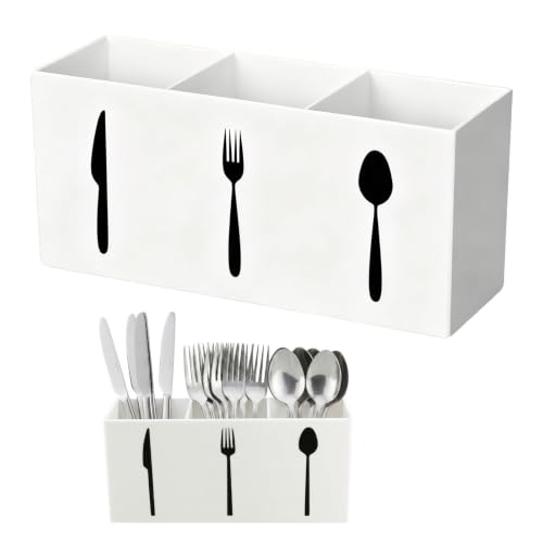 3-Compartment Cutlery Caddy — White