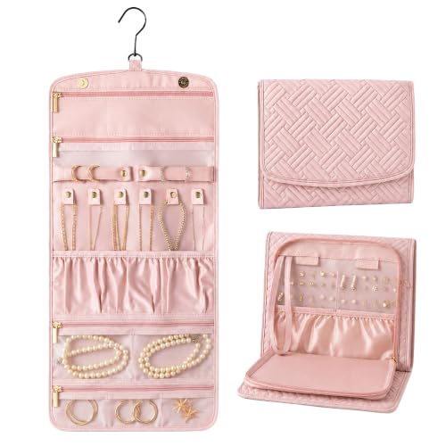 Double-Sided Hanging Jewelry Organizer — Pink