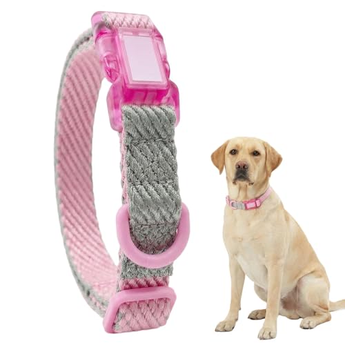 Adjustable Quick-Release Dog Collar — Pink · L