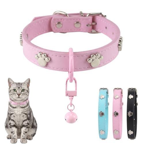 Cat Collar with Bell — Pink · M